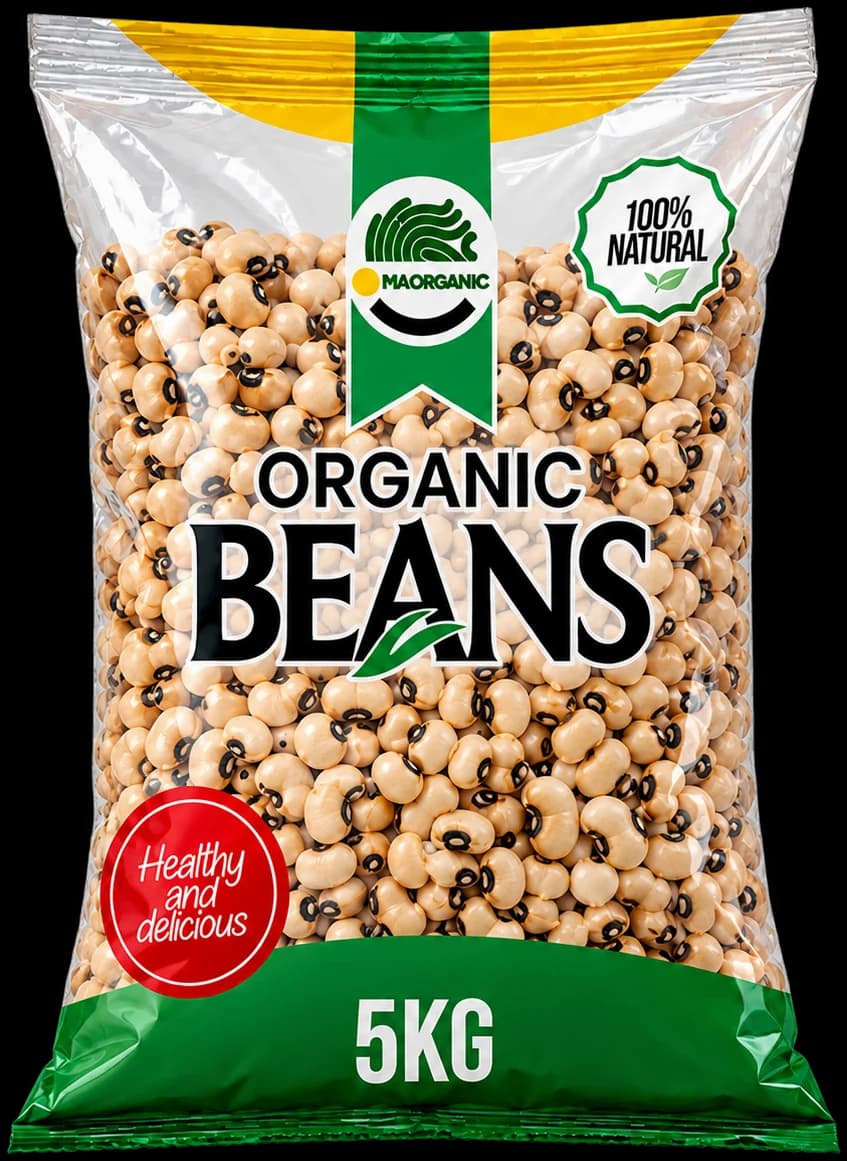 M4 Organic sweet beans packed in a 5kg bag