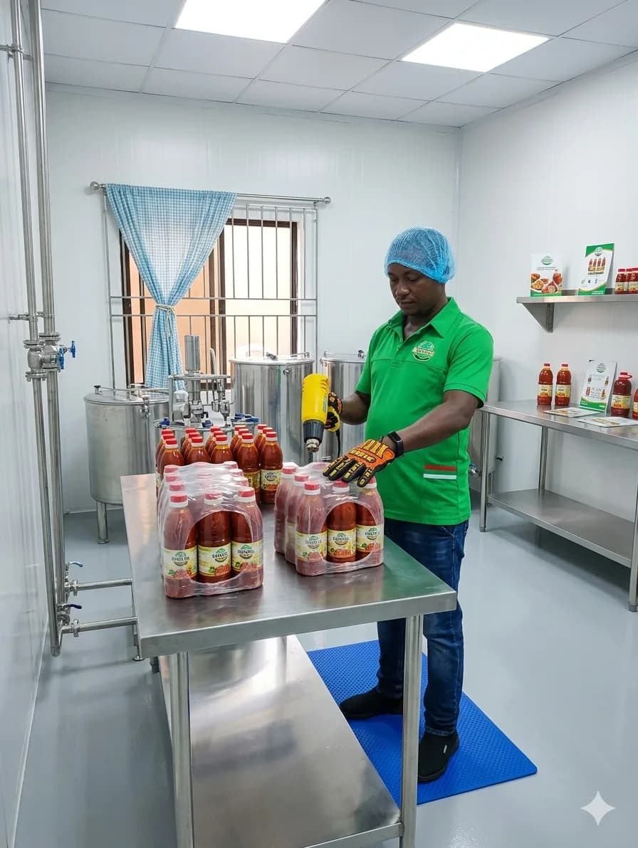 M4 Organic staff preparing and sealing products for export